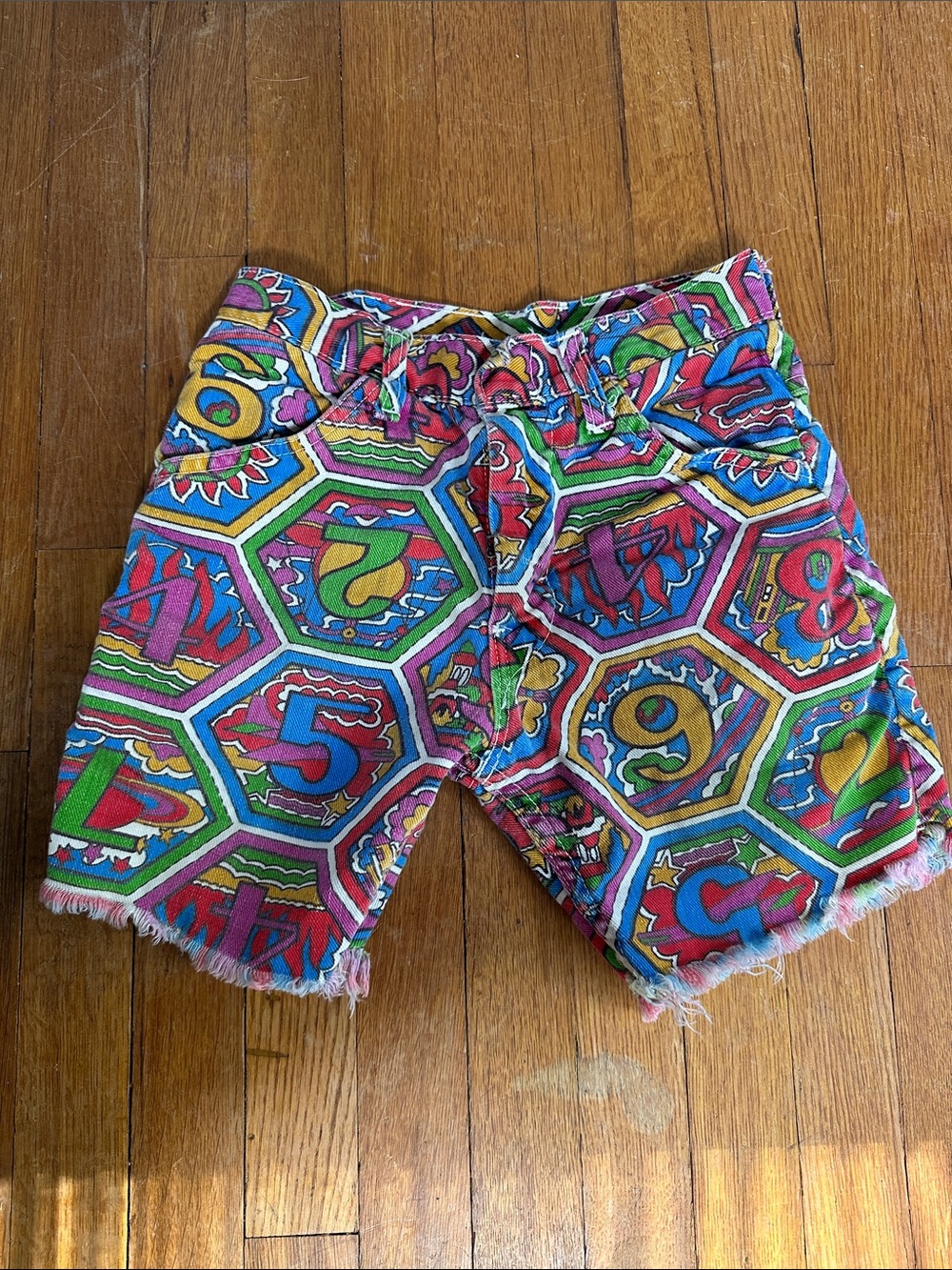 Vintage 60s Psychedelic Groovy Cutoff Shorts Petite 24 Waist